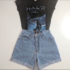 High Waisted Light Wash Denim Shorts